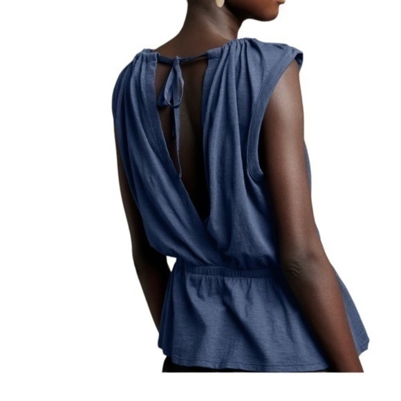 Banana Republic L, XL Petite Malibu slub cotton top. Cute open back Sz LP & XLP - Picture 2 of 4